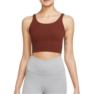 NIKE Women's Luxe Cropped Novelty Yoga Tank Top Brown NWT